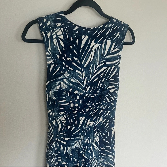 Jonathan Simkhai Priscilla Palm Print Sleeveless V-Neck Midi Dress Blue Women 2 - Picture 10 of 12